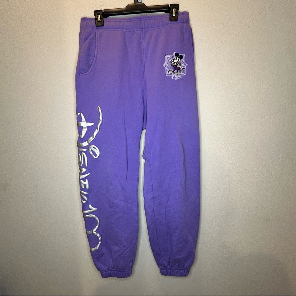 Disney Parks 100 Years of Wonder Mickey Mouse Purple Sweatpants Size M Casual